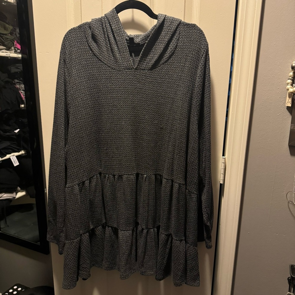 Grey layered hooded sweater